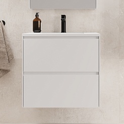 Style Line Тумба с раковиной Лима 60 Plus подвесная эмаль белая матовая – фотография-3